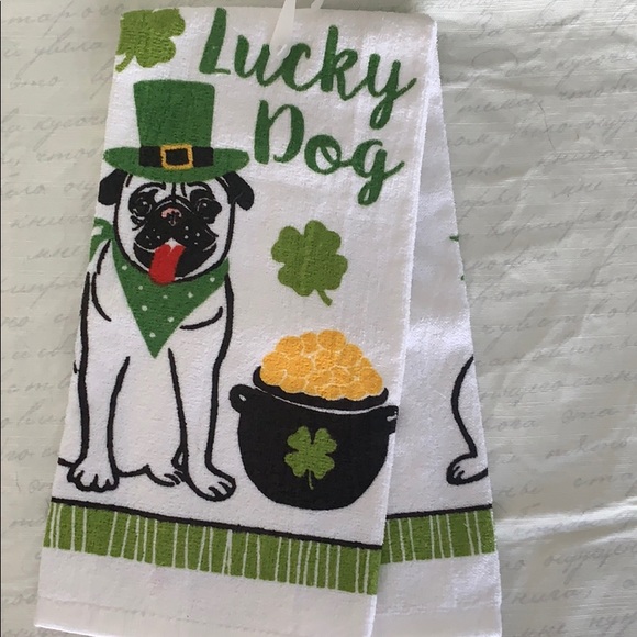 New Lucky PUG Dog St. Patrick’s Day Kitchen Towel
